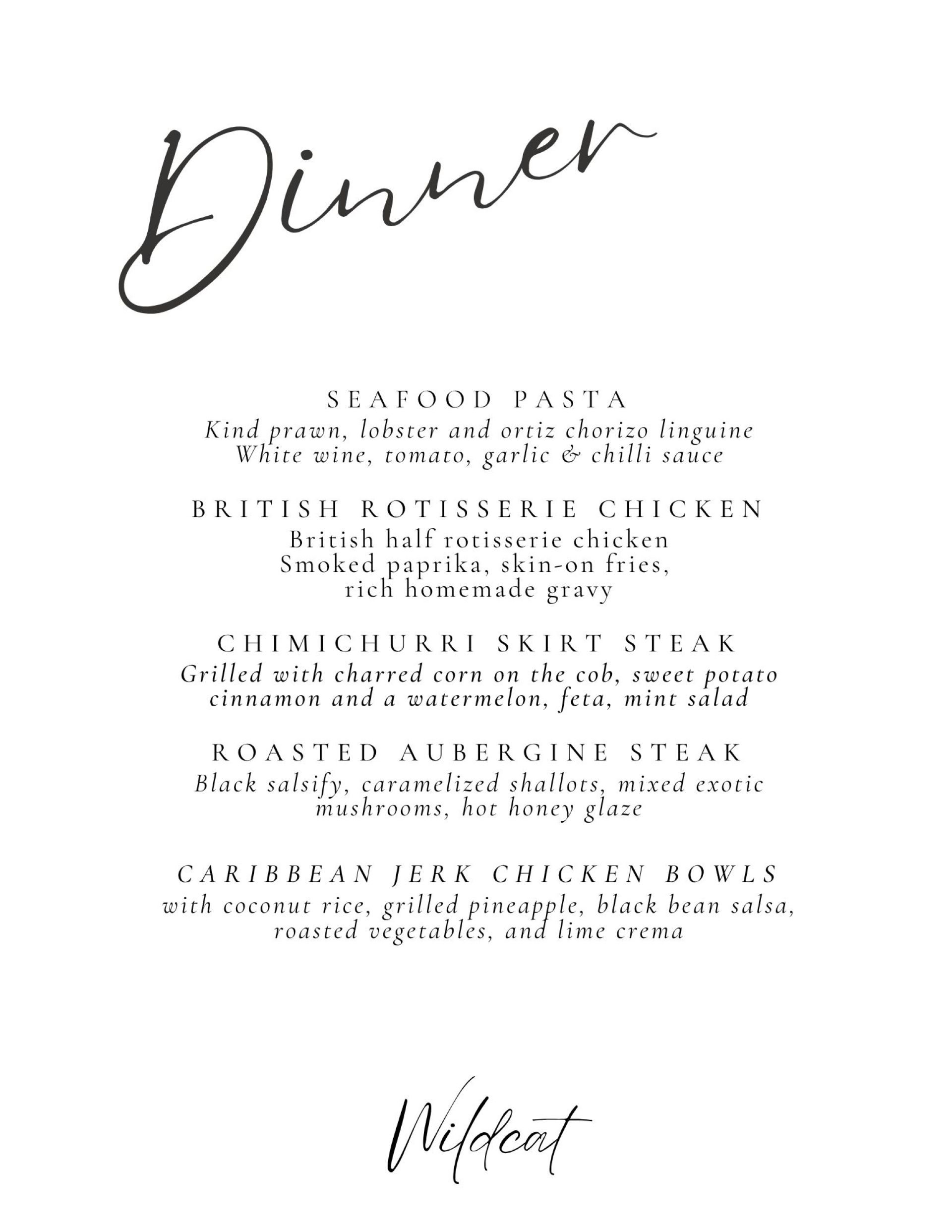 Sample Dinner Menu